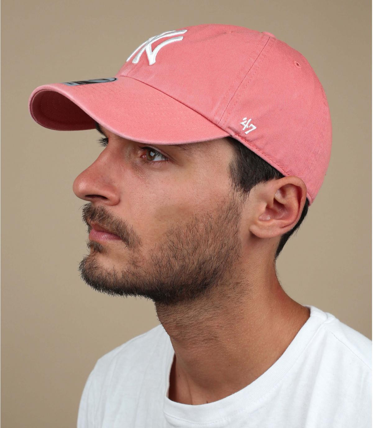 NY Baseball Cap korallenrot Clean Up NY island red